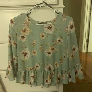 Forever 21 Teal Floral Blouse